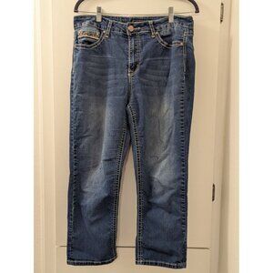 Cato Premium Womens Classic Fit Embellished Denim Crop Jeans Size 14 With Decora